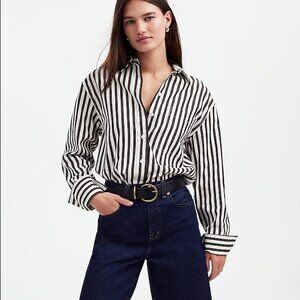 NWT Madewell Relaxed Button-Up Shirt, Medium (Color: Dark Carob)